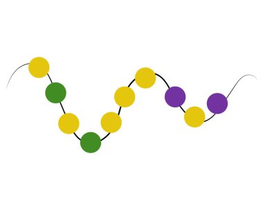 Mardi Gras için üç renk boncuklu iplik, festival veya tatil afişi için karnaval niteliği