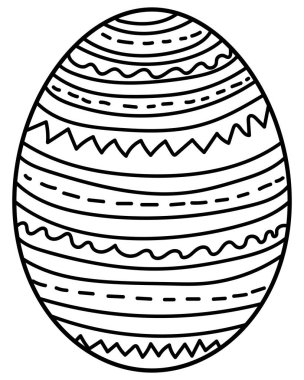 Basit çizgili motifli Paskalya yumurtası, tatil aktiviteleri için yaratıcı renk sayfası