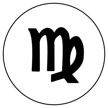 Başak burcu işareti, yuvarlak çerçeve vektör illüstrasyonunda burç sembolünün doğrusal simgesi