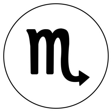 Akrep burcu işareti, yuvarlak çerçeve vektör illüstrasyonunda doğrusal burç simgesi