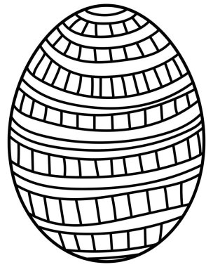 Yatay çizgili ve kareli Paskalya yumurtası, tatil etkinliği için yaratıcı renklendirme sayfası