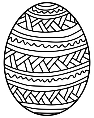 Paskalya yumurtası yatay çizgili karalama desenli, tatil aktiviteleri için yaratıcı renklendirme sayfası