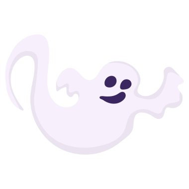 Karalama tarzında gülümseyen hayalet, Cadılar Bayramı tasarımı veya dekorasyonu için vektör çizimi karakteri