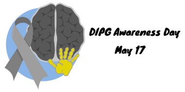 Yaygın İçsel Pontine Glioma veya DIPG Farkındalık Günü, yatay poster, pankart veya tıbbi bir konu hakkında el ilanı