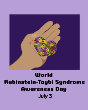 Dünya Rubinstain Taybi Sendromu Farkındalık Günü, ender görülen bir hastalığı olan insanları desteklemek için dikey poster, afiş ya da el ilanı tasarımı