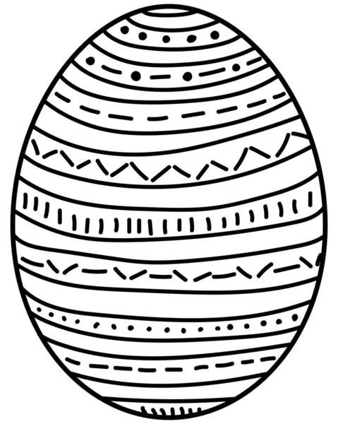 Paskalya yumurtası yatay çizgili ve noktalı, tatil çocukları aktivitesi için yaratıcı renklendirme sayfası çizimi