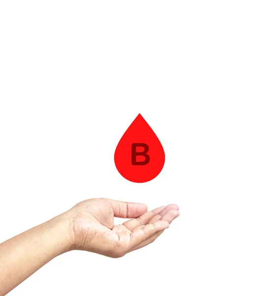 Koncepcja Medyczna Zdrowotna Ręka Łapie Krople Krwi Jałmużnę Opiekę — Zdjęcie stockowe