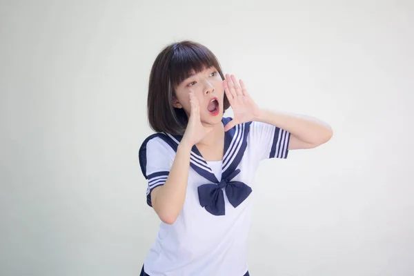 Japán Tini Gyönyörű Lány Diák Shout — Stock Fotó
