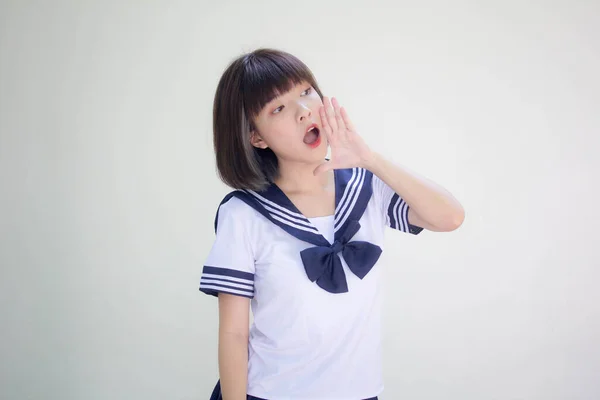 Japansk Teenager Smuk Pige Studerende Shout - Stock-foto