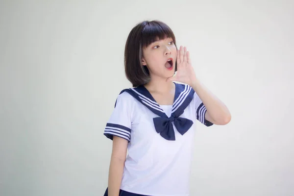 Japanse Tiener Mooi Meisje Student Schreeuwen — Stockfoto