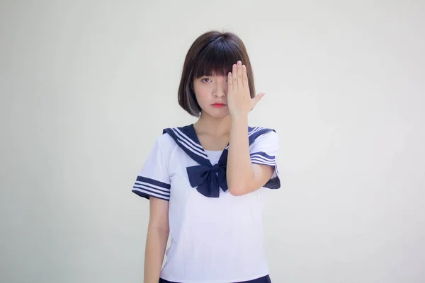 Japonais Adolescent Belle Fille Dans Étudiant Don Look — Photo