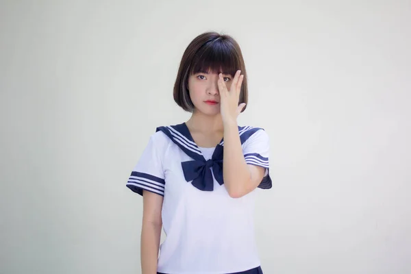 Japonais Adolescent Belle Fille Dans Étudiant Don Look — Photo