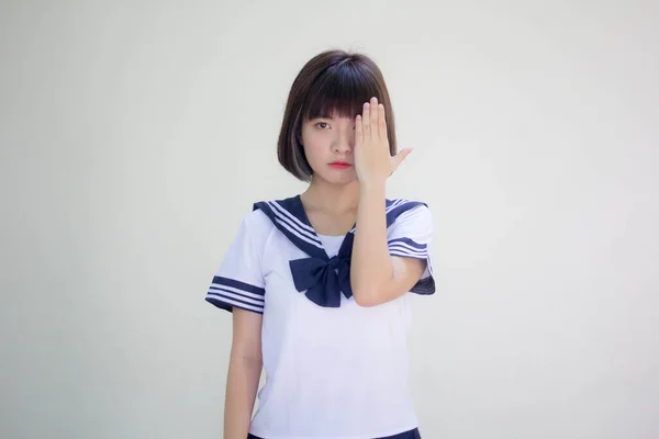 Japonês Teen Bela Menina Estudante Não Olhe — Fotografia de Stock