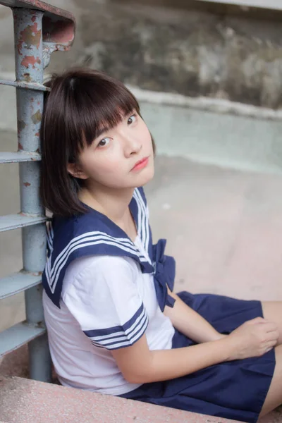 Japanisch Teen Hübsch Mädchen Student Smile Und Entspannen — Stockfoto