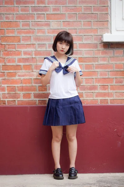 Japanese Teen Beautiful Girl Student Smile Relax — Stock Photo, Image