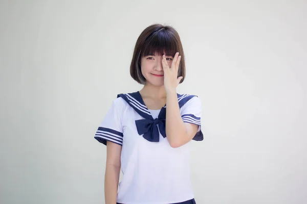 Japonky Teen Krásná Dívka Studentce Nedívej Stock Snímky
