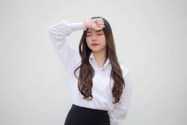 Portré Thai Felnőtt Irodai Lány Think — Stock Fotó