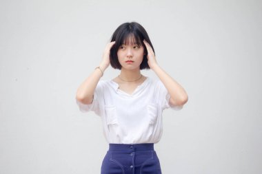 Asia Thai Teen White tişörtü Güzel kız Düşün