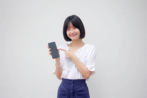Asia Thai Giapponese Giovanissima Bianco Shirt Bella Ragazza Spettacolo Suo — Foto Stock