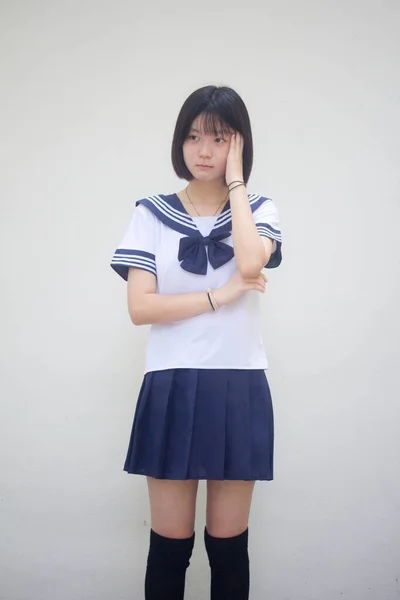 Japanisch Teen Hübsch Mädchen Student Think — Stockfoto