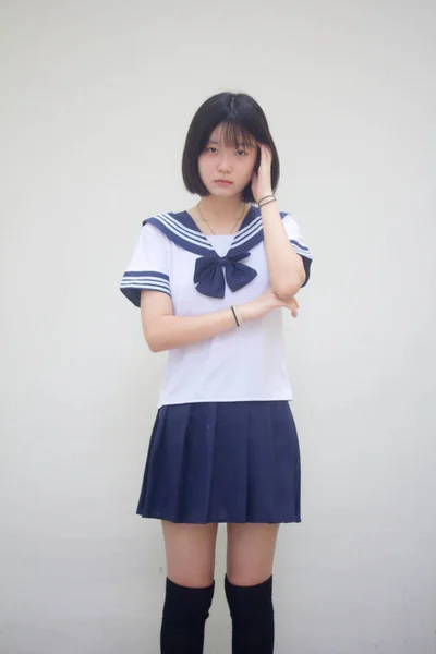 Japonec Dospívající Krásný Dívka Studenta Think — Stock fotografie