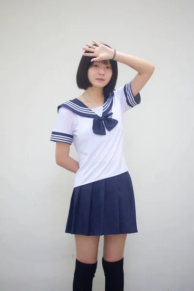 Японский Подросток Красивая Девушка Студенте Подумайте — стоковое фото