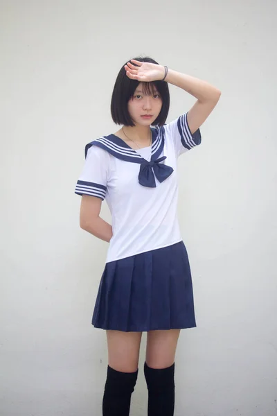 Japanese Teen Beautiful Girl Student Think — Stock Photo, Image