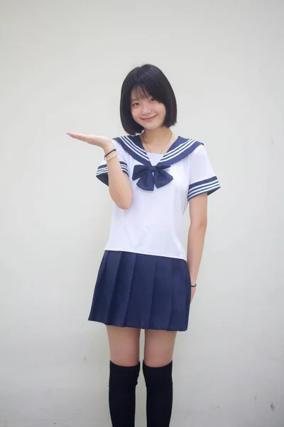 Japon Genç Güzel Kız Öğrenci Gösterisinde — Stok fotoğraf