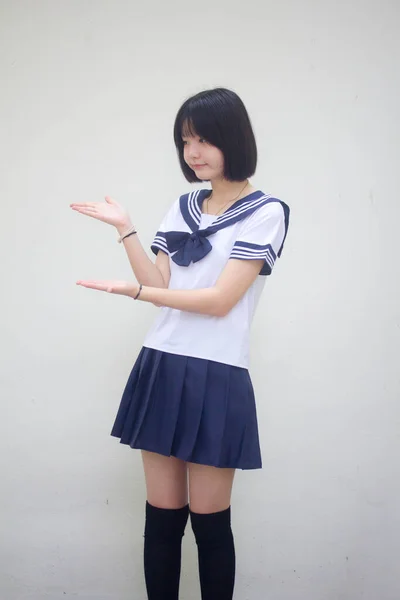 Giapponese Teen Bella Ragazza Studente Spettacolo Mano — Foto Stock