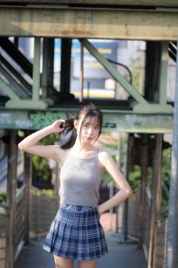 Asia Thai kızı Scott güzel giyin kız gülümse ve rahatla