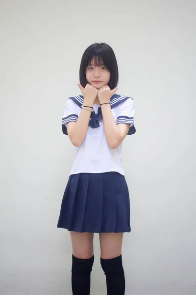 Ιαπωνική Έφηβος Όμορφο Κορίτσι Στο Μαθητή Όπως — Φωτογραφία Αρχείου