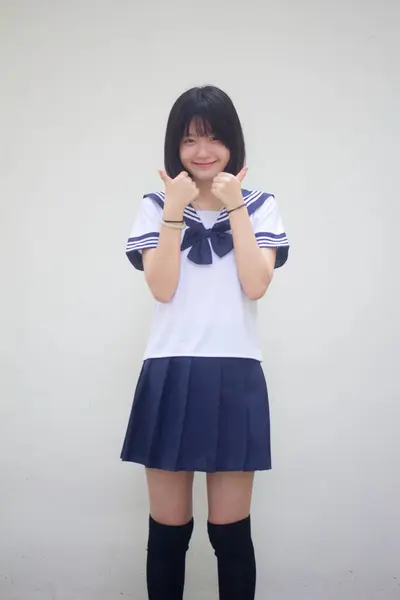 Japonês Teen Bela Menina Estudante Como — Fotografia de Stock
