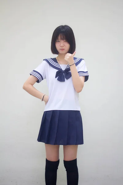 Japansk Tonåring Vacker Flicka Student Som — Stockfoto