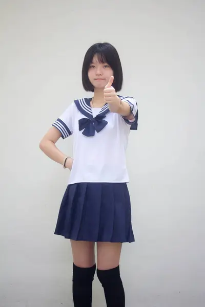 Ιαπωνική Έφηβος Όμορφο Κορίτσι Στο Μαθητή Όπως — Φωτογραφία Αρχείου