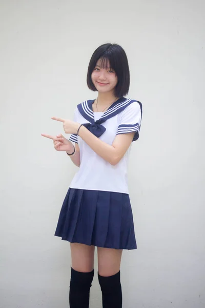 日本人ティーン美しいです女の子で学生指す — ストック写真