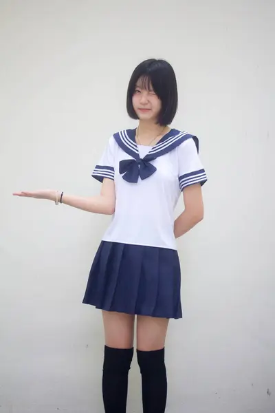 Japon Genç Güzel Kız Öğrenci Gösterisinde — Stok fotoğraf