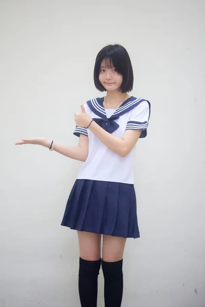 Giapponese Teen Bella Ragazza Studente Spettacolo Mano — Foto Stock