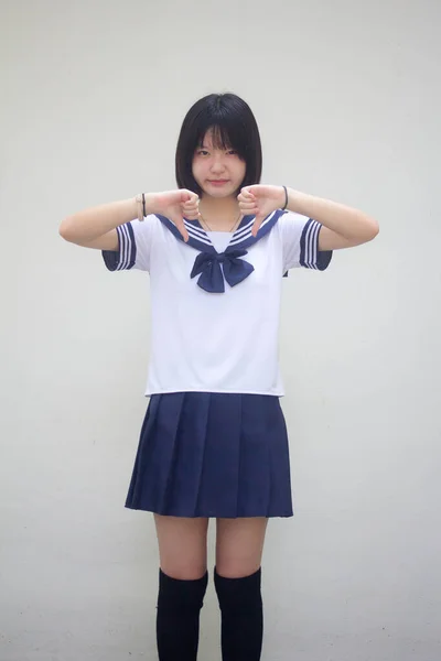 Japán Tini Gyönyörű Lány Diák Nem Tetszik — Stock Fotó