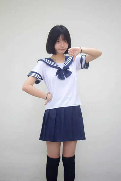 Japansk Tonåring Vacker Flicka Student Gillar Inte — Stockfoto