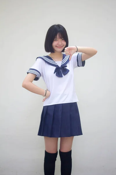 Japonais Adolescent Belle Fille Dans Étudiant Aime Pas — Photo