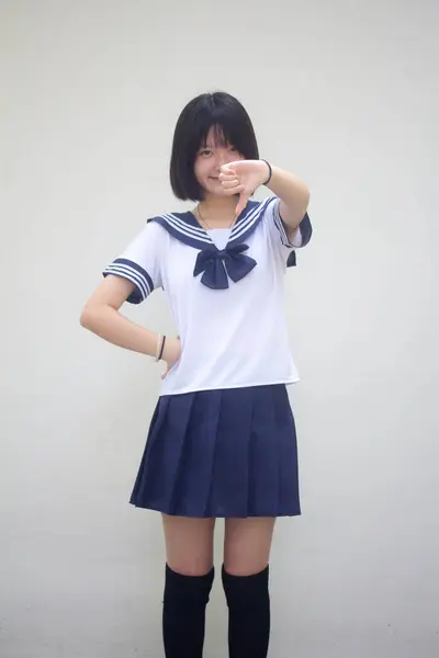 Japanisch Teen Hübsch Mädchen Student Nicht Mögen — Stockfoto