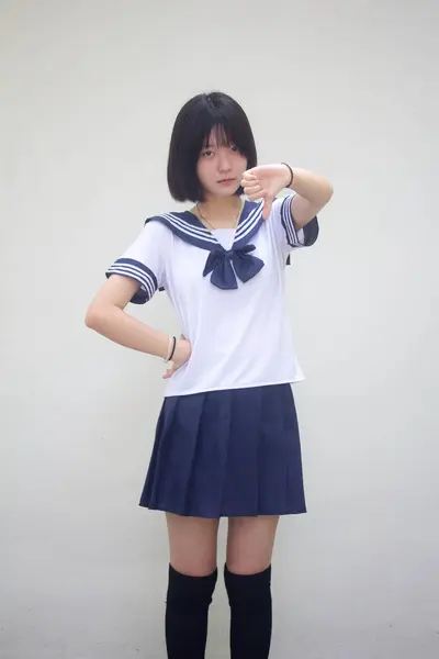 Japans Tiener Mooi Meisje Student Niet Graag — Stockfoto