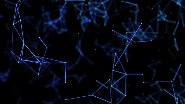 Geometric Abstract Network Background Connected Line Dots Big Data Visualization — Vídeos de Stock