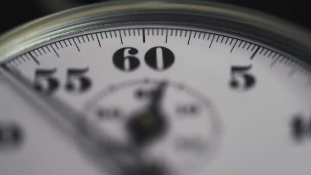 Close Clock Hand Moving Dial Classic Analog Stopwatch Retro Watch — Vídeos de Stock