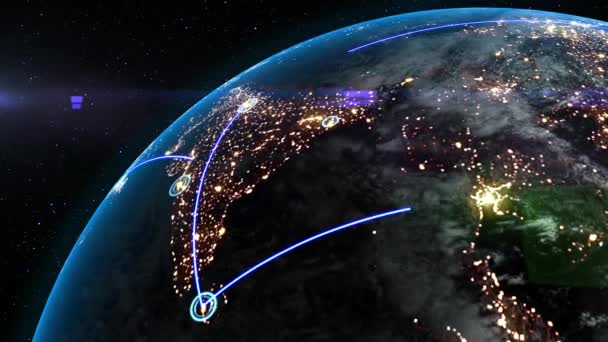 Planète Terre Tournante Avec Lignes Connexion Concept Réseau Mondial Couvrant — Video
