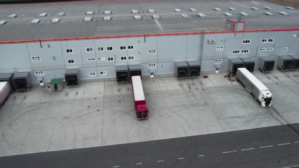 Camion Cargo Avec Une Remorque Est Garé Envers Près Énorme — Video