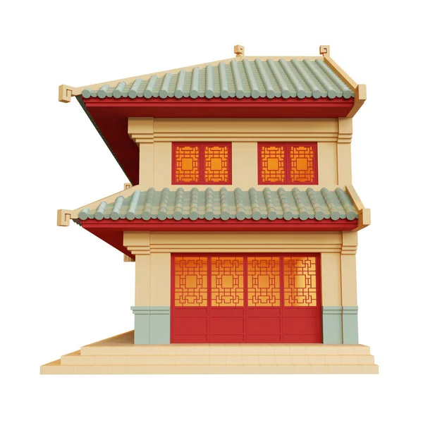 Chinatown Shophouse Render Illustratie Element — Stockfoto