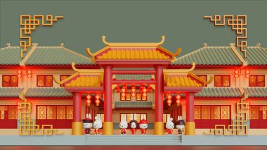 Çin Yeni Yılı Tavşan Kopya Boşluğu 3D Çizim 07