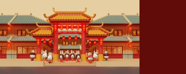 Çin Yeni Yılı Tavşan Kopya Boşluğu 3D Resim 10