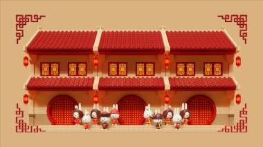 Çin Yeni Yılı Tavşan Kopya Boşluğu 3D Resim 02